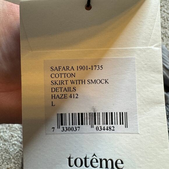 Toteme SAFARA COTTON SKIRT WITH SMOCK NWT Size Large - Picture 6 of 6